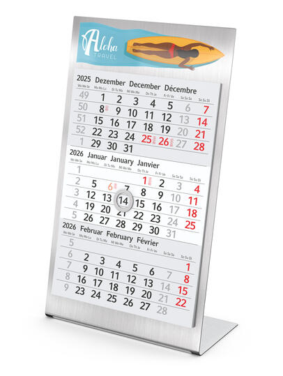 Bürokalender - Tischaufstellkalender Desktop 3 Steel - 1 oder 2 Jahre